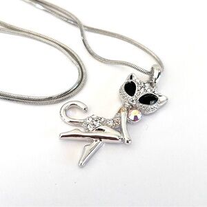 Cat Stone Eyes AB  Pink Crystal Necklace